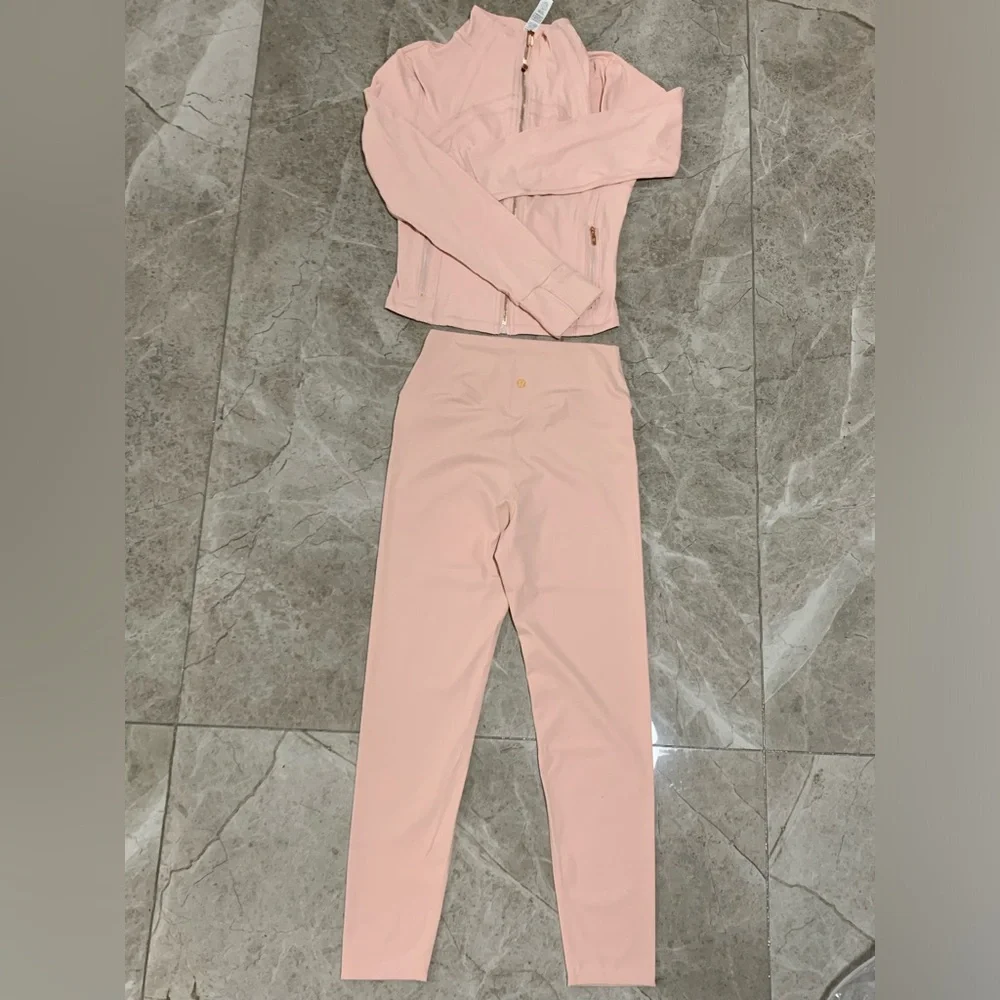 lululemon athletica Blush Pink Bomber Jacket & High-Waist Leggings Set